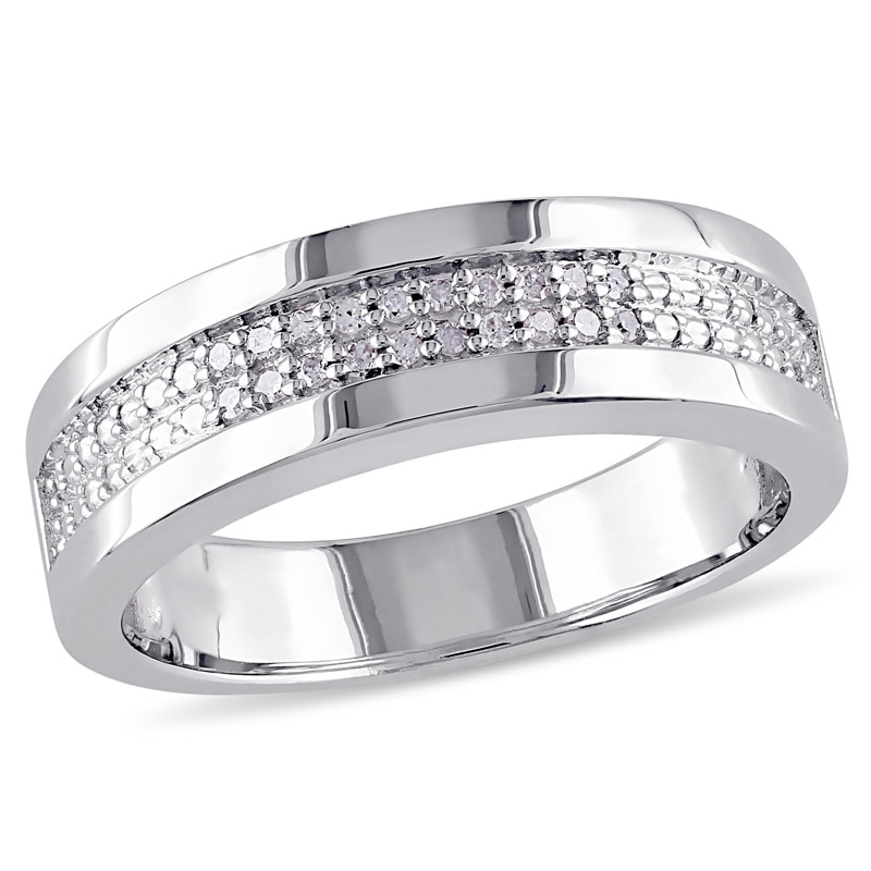 Main Image 1 of Previously Owned - 1/10 CT. T.W. Diamond Double Row Band in Sterling Silver