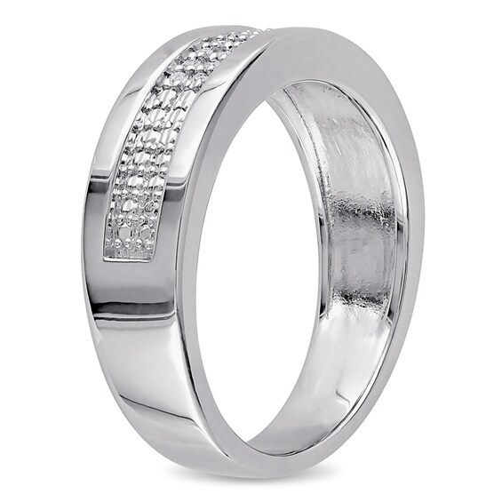 Previously Owned - 1/10 CT. T.w. Diamond Double Row Band in Sterling Silver