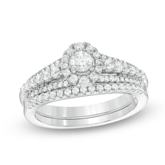 Previously Owned - 3/4 CT. T.w. Diamond Frame Bridal Set in 10K White Gold