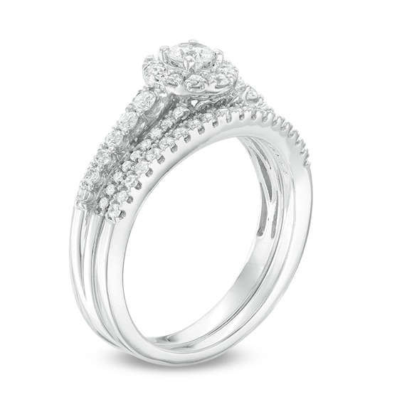 Previously Owned - 3/4 CT. T.w. Diamond Frame Bridal Set in 10K White Gold