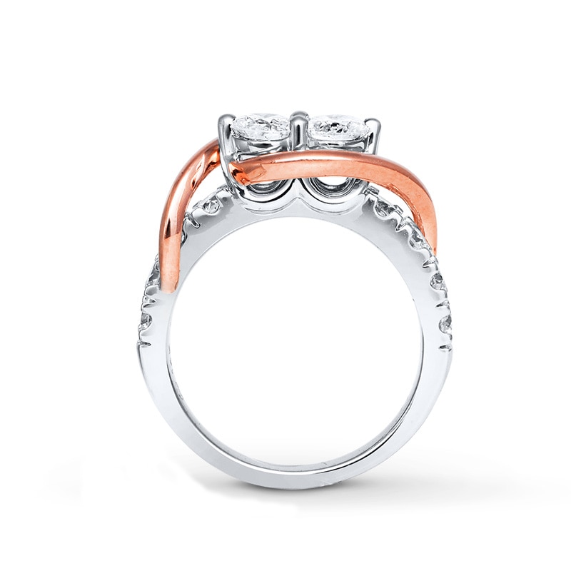 Main Image 2 of Previously Owned - Ever Us® 1 CT. T.W. Two-Stone Diamond Swirl Band in 14K Two-Tone Gold