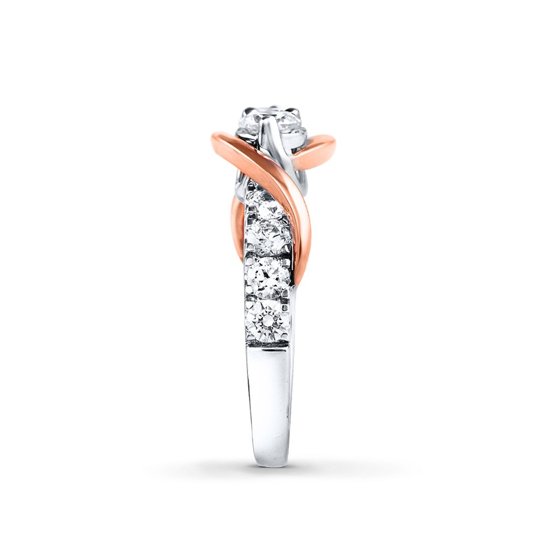 Main Image 3 of Previously Owned - Ever Us® 1 CT. T.W. Two-Stone Diamond Swirl Band in 14K Two-Tone Gold