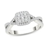 Thumbnail Image 1 of Previously Owned - 3/8 CT. T.W. Composite Diamond Square Frame Crossover Engagement Ring in 14K White Gold