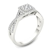 Thumbnail Image 2 of Previously Owned - 3/8 CT. T.W. Composite Diamond Square Frame Crossover Engagement Ring in 14K White Gold