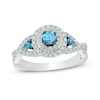Thumbnail Image 1 of Previously Owned - 5/8 CT. T.W. Enhanced Blue and White Diamond Double Frame Engagement Ring in 10K White Gold