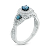 Thumbnail Image 2 of Previously Owned - 5/8 CT. T.W. Enhanced Blue and White Diamond Double Frame Engagement Ring in 10K White Gold