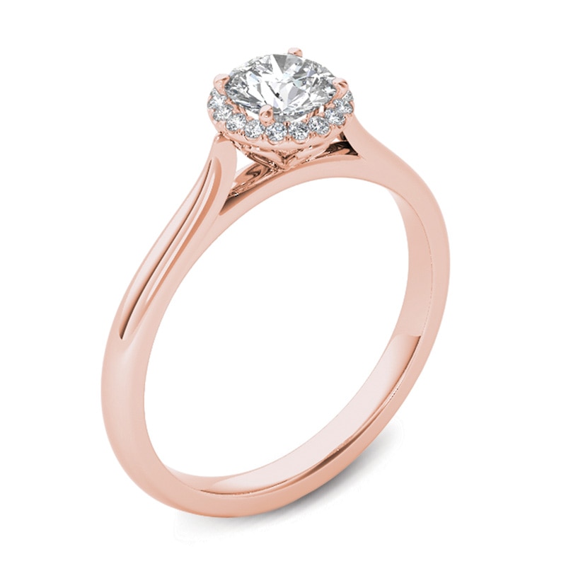 Main Image 3 of Previously Owned - 1/2 CT. T.W. Diamond Frame Engagement Ring in 14K Rose Gold