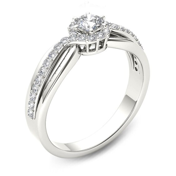 Previously Owned - 1/2 CT. T.w. Diamond Frame Swirl Engagement Ring in 14K White Gold