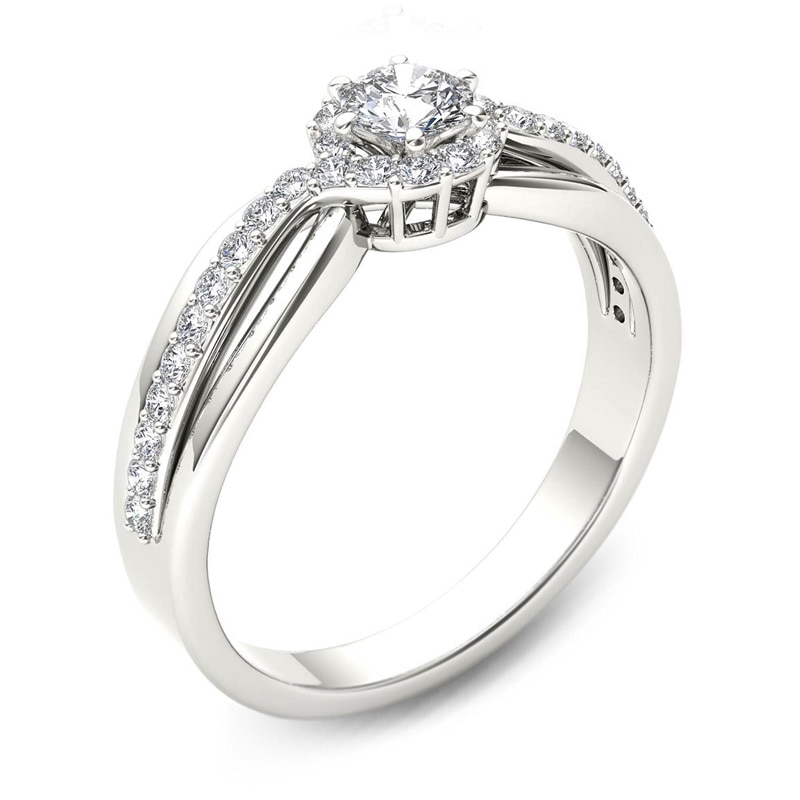 Main Image 2 of Previously Owned - 1/2 CT. T.W. Diamond Frame Swirl Engagement Ring in 14K White Gold