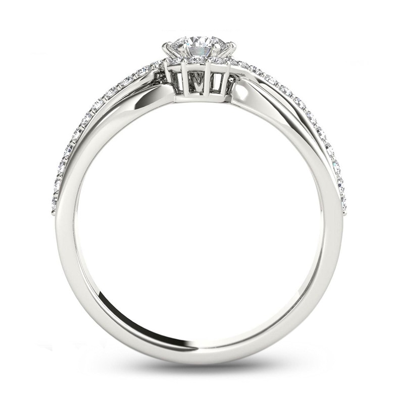 Main Image 3 of Previously Owned - 1/2 CT. T.W. Diamond Frame Swirl Engagement Ring in 14K White Gold