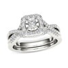 Thumbnail Image 1 of Previously Owned - 3/8 CT. T.W. Diamond Cushion Frame Twist Bridal Set in 14K White Gold