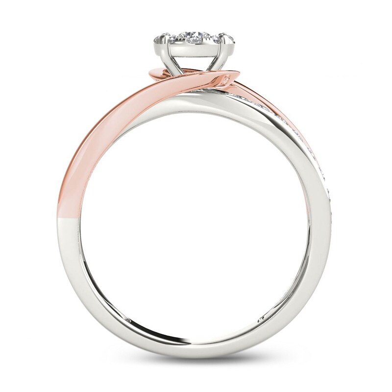 Main Image 3 of Previously Owned - 3/8 CT. T.W. Diamond Frame Bypass Engagement Ring in 14K Two-Tone Gold