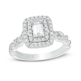 Previously Owned - Vera Wang Love Collection 1 CT. T.W. Emerald-Cut Diamond Engagement Ring in 14K White Gold