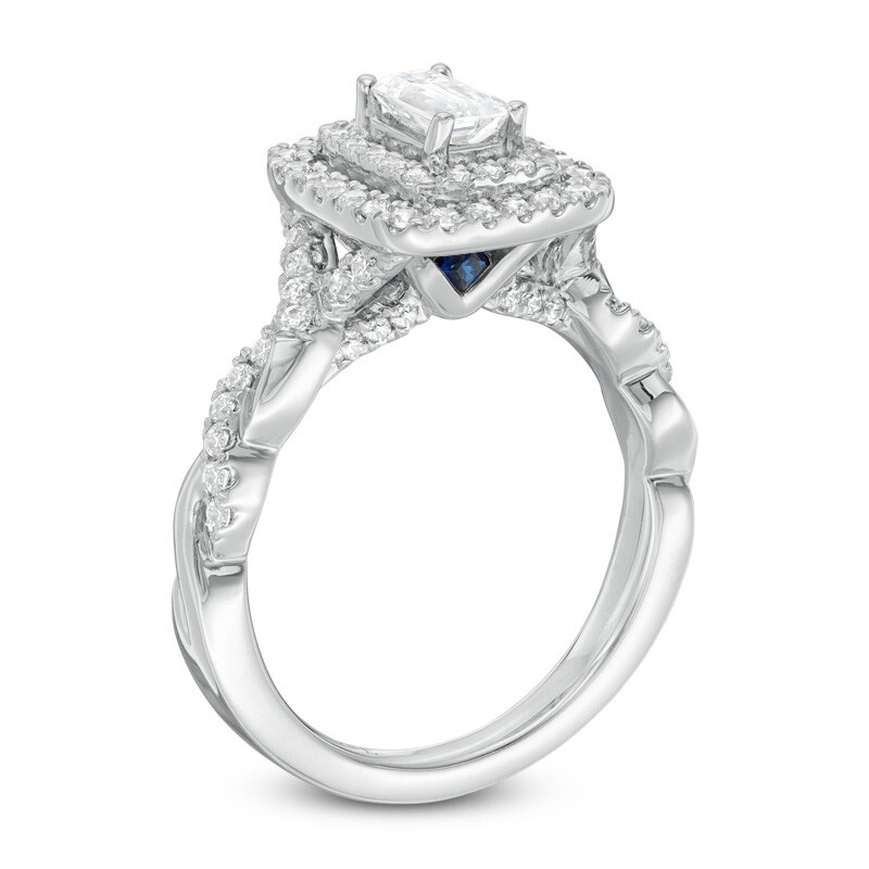 Main Image 2 of Previously Owned - Vera Wang Love Collection 1 CT. T.W. Emerald-Cut Diamond Engagement Ring in 14K White Gold