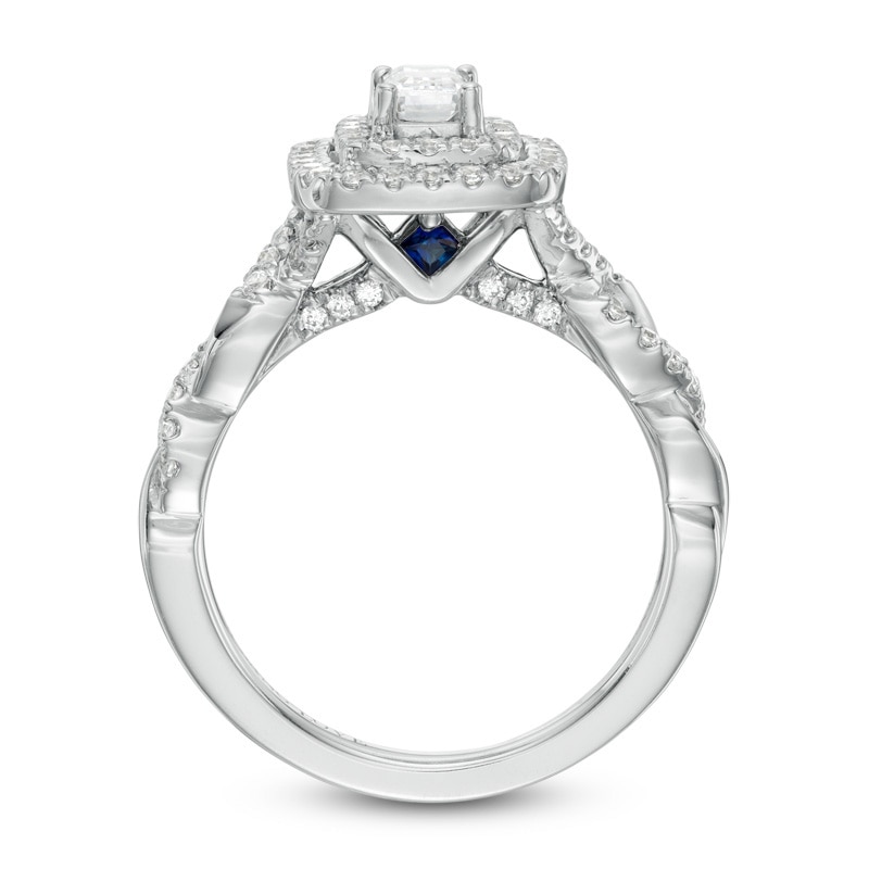 Main Image 3 of Previously Owned - Vera Wang Love Collection 1 CT. T.W. Emerald-Cut Diamond Engagement Ring in 14K White Gold