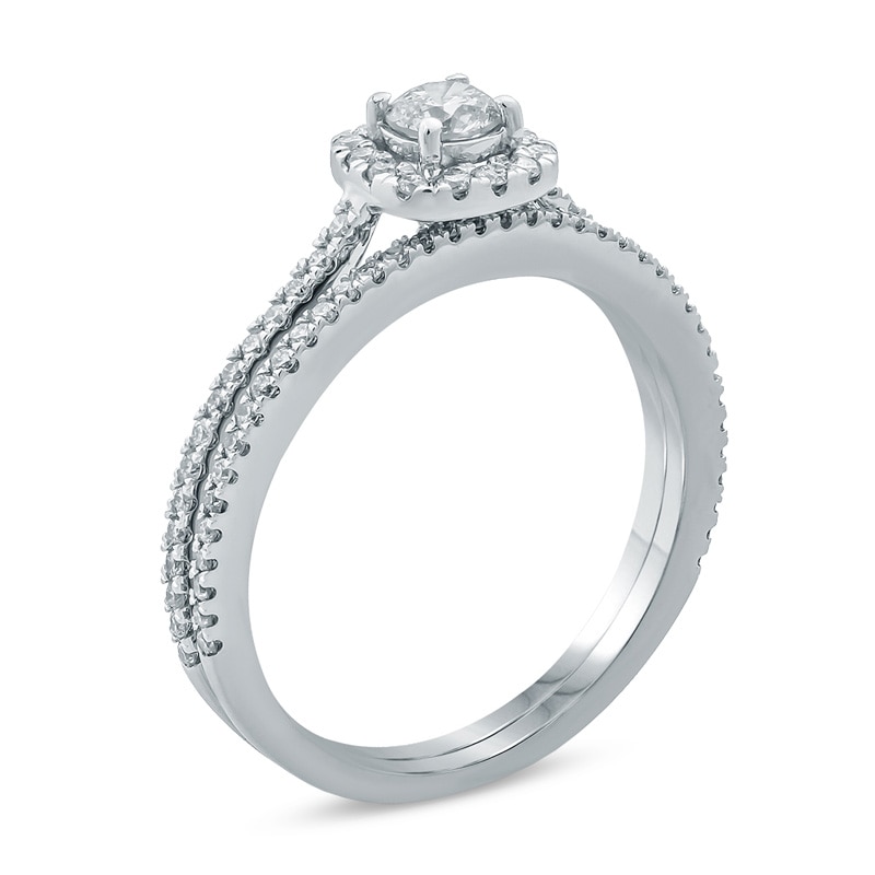Main Image 2 of Previously Owned - 5/8 CT. T.W. Diamond Frame Bridal Set in 14K White Gold