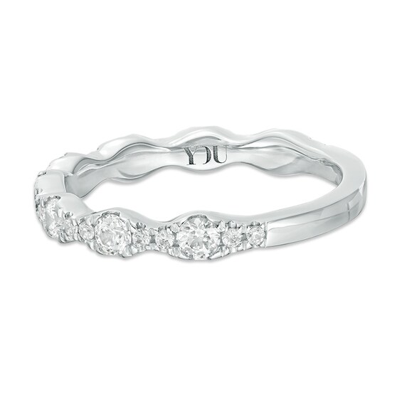 Previously Owned - YOU by Jean Doussetâ¢ 3/4 CT. T.w. Diamond Scalloped-Edge Anniversary Band in 14K White Gold (I/Si2)