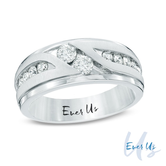 Previously Owned - Ever UsÂ® 1 CT. T.w. Two Stone Diamond Satin Slant Band in 14K White Gold