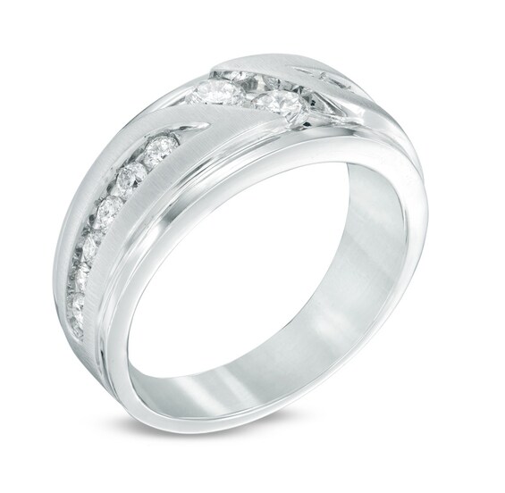 Previously Owned - Ever UsÂ® 1 CT. T.w. Two Stone Diamond Satin Slant Band in 14K White Gold
