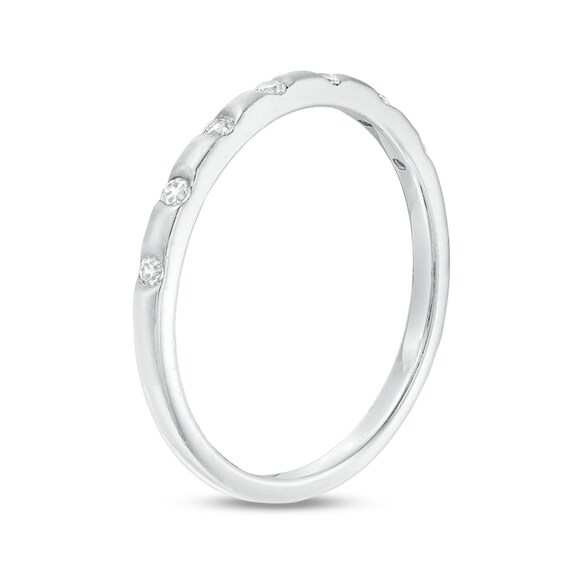 Previously Owned - 1/10 CT. T.w. Diamond Station Stackable Band in 10K White Gold