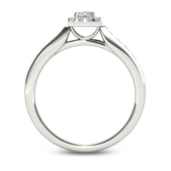 Previously Owned - 1/2 CT. T.w. Princess-Cut Diamond Frame Engagement Ring in 14K White Gold