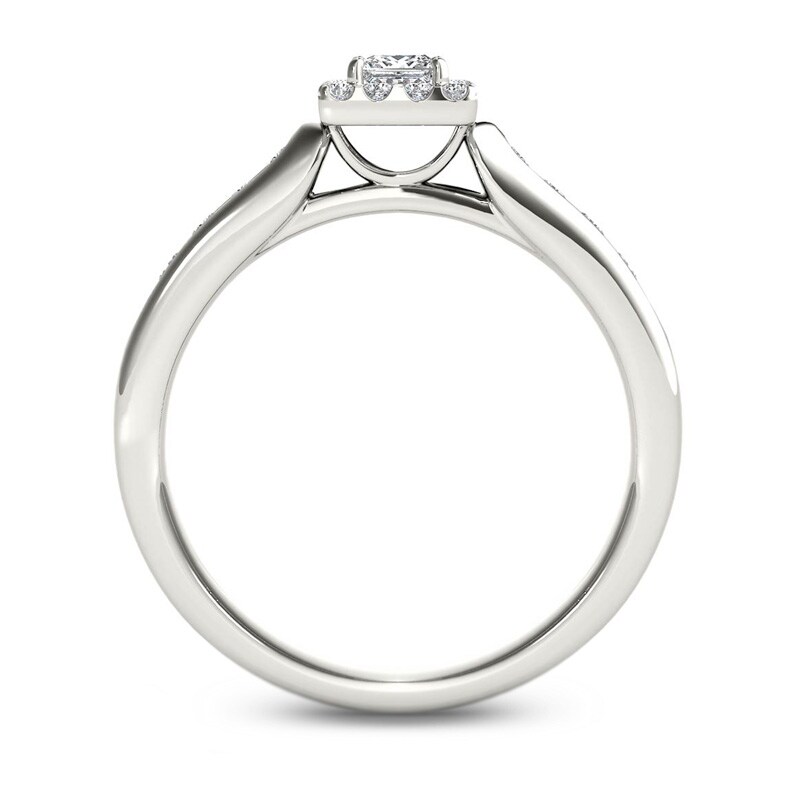 Main Image 3 of Previously Owned - 1/2 CT. T.W. Princess-Cut Diamond Frame Engagement Ring in 14K White Gold