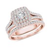 Thumbnail Image 1 of Previously Owned - 1 CT. T.W. Diamond Double Cushion Frame Split Shank Bridal Set in 14K Rose Gold