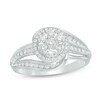 Thumbnail Image 1 of Previously Owned - 1/2 CT. T.W. Composite Diamond Frame Swirl Bypass Engagement Ring in 10K White Gold