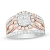 Thumbnail Image 1 of Previously Owned - 1-1/2 CT. T.W. Composite Diamond Frame Multi-Row Shank Ring in 10K Two-Tone Gold