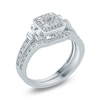 Thumbnail Image 2 of Previously Owned - 1/4 CT. T.W. Composite Diamond Cushion Frame Bridal Set in Sterling Silver
