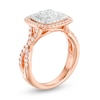 Thumbnail Image 2 of Previously Owned - 1 CT. T.W. Quad Diamond Double Cushion Frame Twist Engagement Ring in 14K Two-Tone Gold