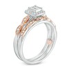 Thumbnail Image 2 of Previously Owned - 1/3 CT. T.W. Quad Princess-Cut Diamond Frame Interlocking Bridal Set in 10K Two-Tone Gold