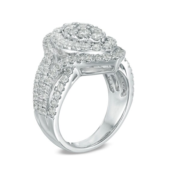 Previously Owned - 2-1/2 CT. T.w. Composite Diamond Marquise Frame Engagement Ring in 14K White Gold