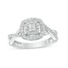 Thumbnail Image 1 of Previously Owned - 1/2 CT. T.W. Quad Princess-Cut Diamond Double Frame Twist Vintage-Style Ring in 10K White Gold
