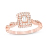 Thumbnail Image 1 of Previously Owned - 1/2 CT. T.W. Emerald-Cut Diamond Double Frame Twist Engagement Ring in 14K Rose Gold