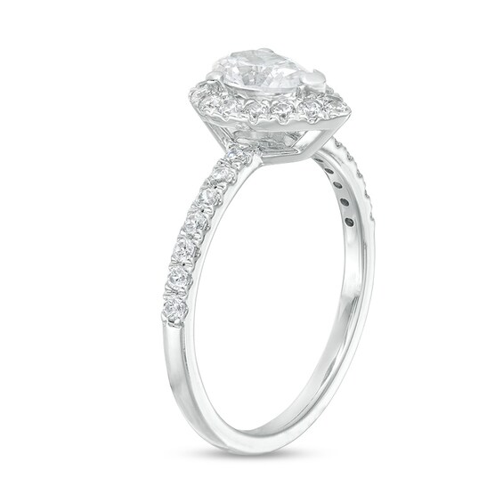 Previously Owned - 1 CT. T.w. Pear-Shaped Diamond Frame Engagement Ring in 14K White Gold (I/I2)