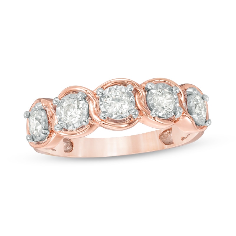 Main Image 1 of Previously Owned - 1/2 CT. T.W. Diamond Five Stone Link Anniversary Band in 10K Rose Gold