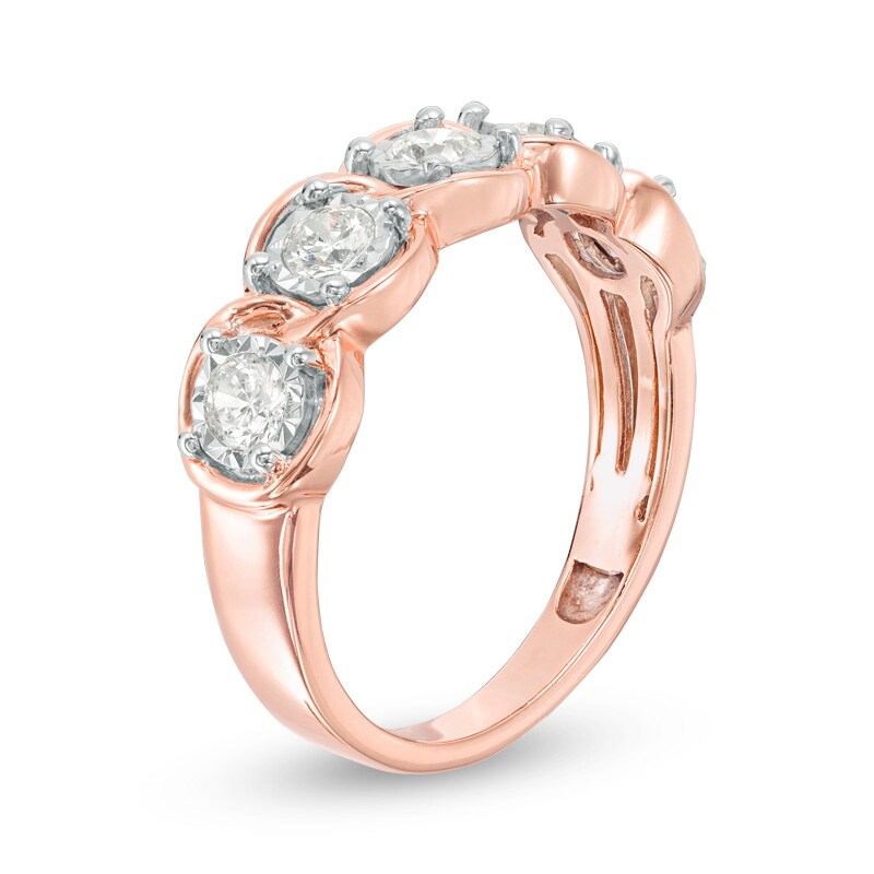 Main Image 2 of Previously Owned - 1/2 CT. T.W. Diamond Five Stone Link Anniversary Band in 10K Rose Gold