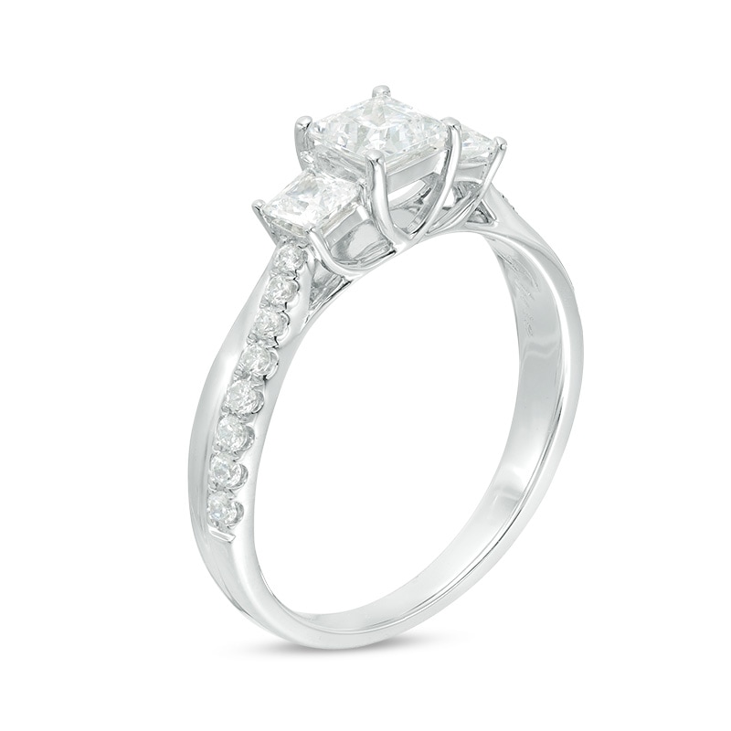 Main Image 2 of Previously Owned - 1 CT. T.W. Princess-Cut Diamond Past Present Future® Engagement Ring in 14K White Gold