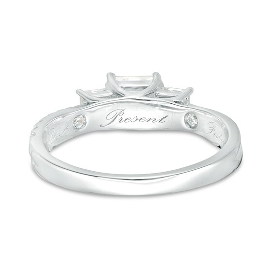 Previously Owned - 1 CT. T.w. Princess-Cut Diamond Past Present FutureÂ® Engagement Ring in 14K White Gold
