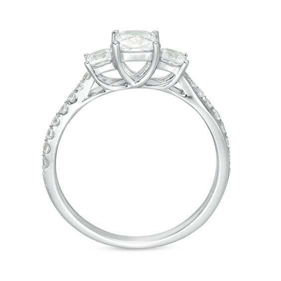 Previously Owned - 1 CT. T.w. Princess-Cut Diamond Past Present FutureÂ® Engagement Ring in 14K White Gold