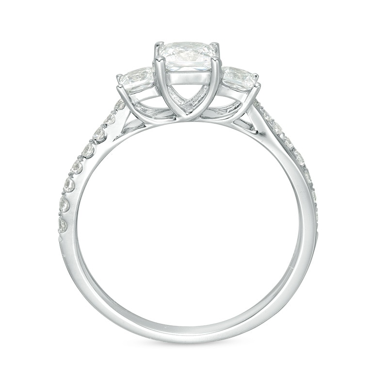 Main Image 4 of Previously Owned - 1 CT. T.W. Princess-Cut Diamond Past Present Future® Engagement Ring in 14K White Gold