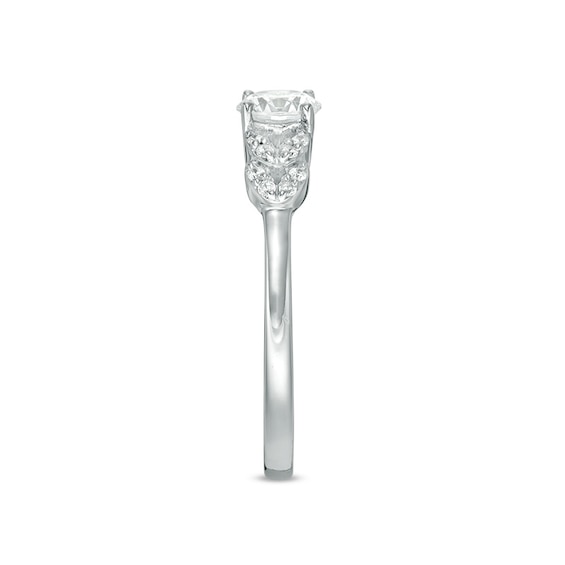 Previously Owned - 3/8 CT. T.w. Diamond Leaf-Sides Engagement Ring in 10K White Gold