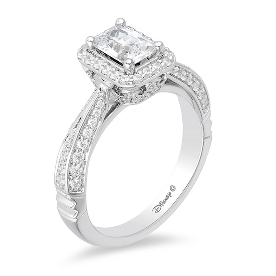 Previously Owned - Enchanted Disney Princess 1-1/4 CT. T.w. Emerald-Cut Diamond Frame Engagement Ring in 14K White Gold