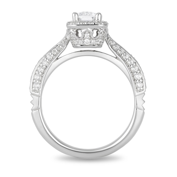 Previously Owned - Enchanted Disney Princess 1-1/4 CT. T.w. Emerald-Cut Diamond Frame Engagement Ring in 14K White Gold