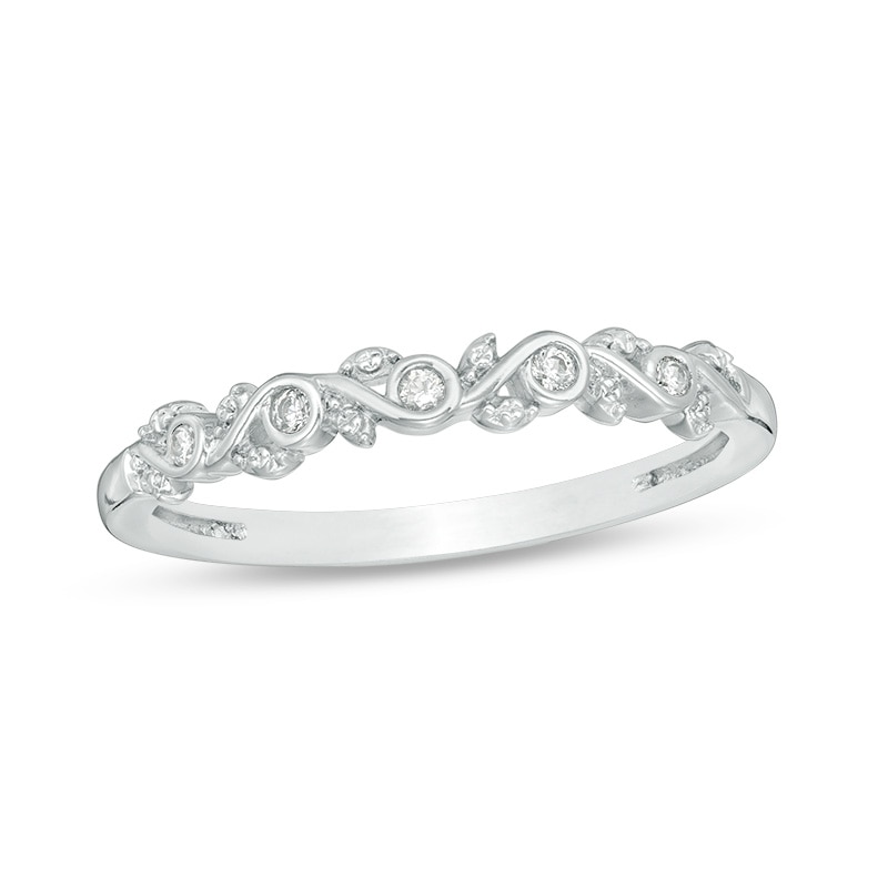 Main Image 1 of Previously Owned - 1/20 CT. T.W. Diamond Vine Anniversary Band in 10K White Gold