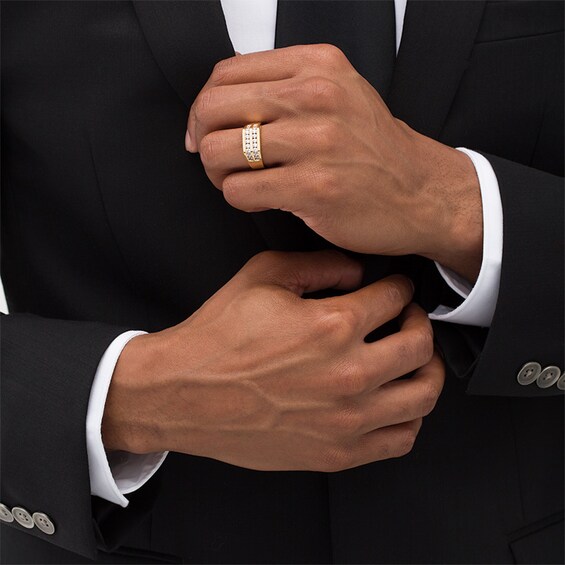 Previously Owned - 1/2 CT. T.w. Diamond Comfort-Fit Double Row Wedding Band in 14K Gold