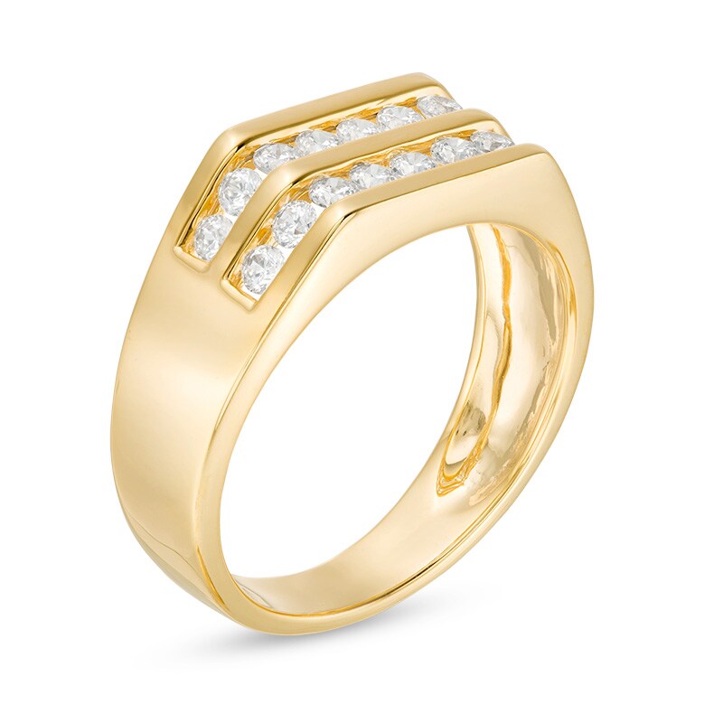 Main Image 3 of Previously Owned - 1/2 CT. T.W. Diamond Comfort-Fit Double Row Wedding Band in 14K Gold