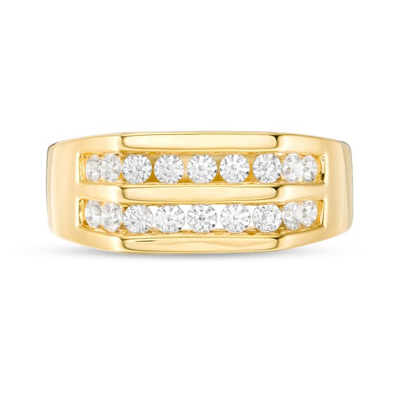 Previously Owned - 1/2 CT. T.w. Diamond Comfort-Fit Double Row Wedding Band in 14K Gold