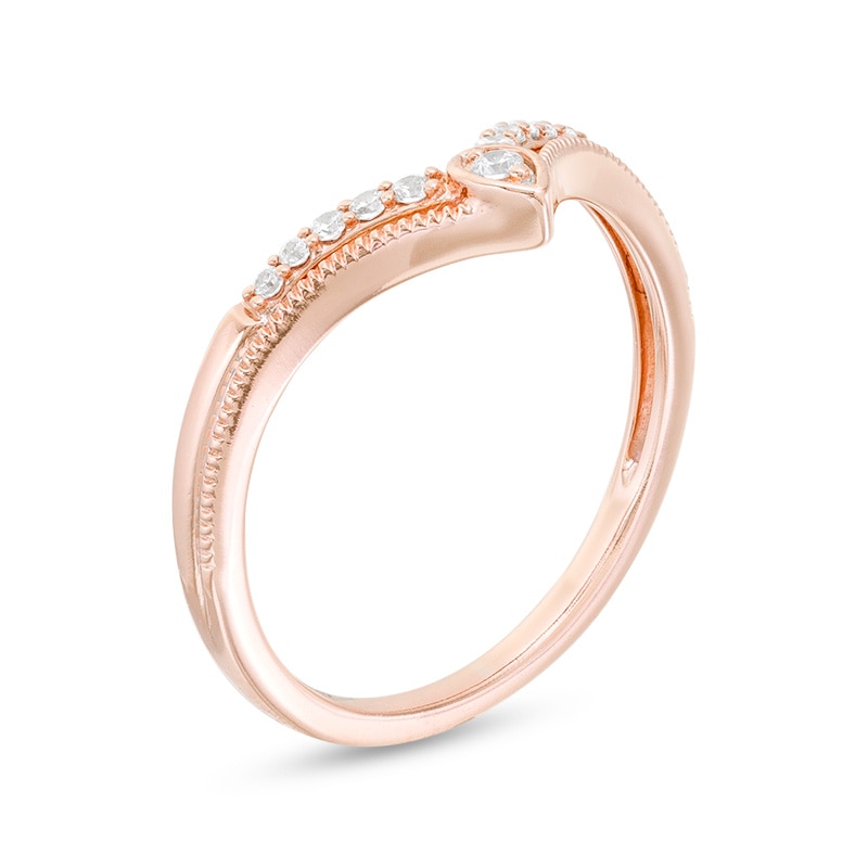 Main Image 2 of Previously Owned - 1/10 CT. T.W Diamond Chevron Vintage-Style Anniversary Band in 10K Rose Gold